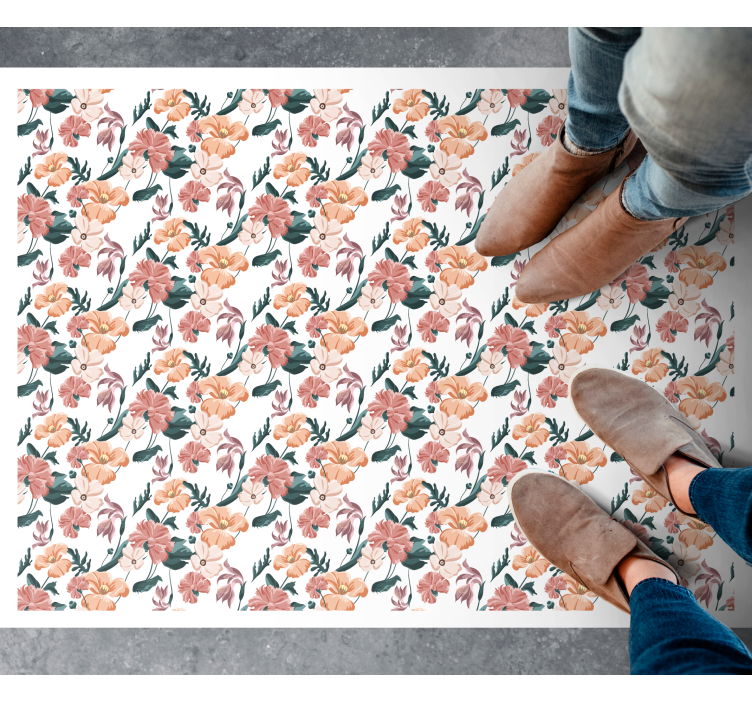 Botanical blossoms floral vinyl rug - TenStickers