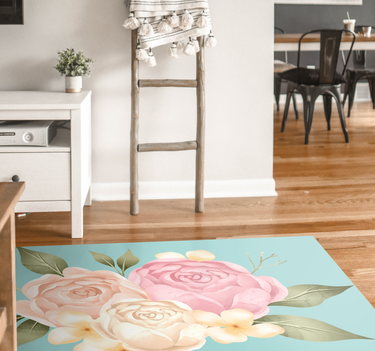 Botanical Composition floral vinyl rug - TenStickers