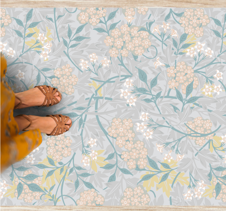 Floral vinyl rug with botanical design - TenStickers
