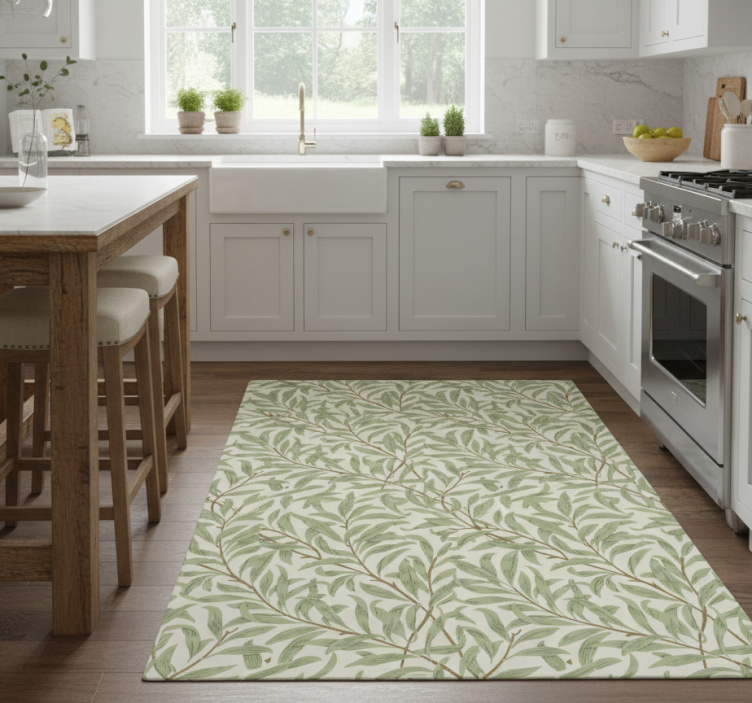 Botanical green plants kitchen vinyl rug - TenStickers