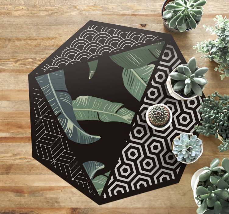 Botanical Hexagon floral rug - TenStickers