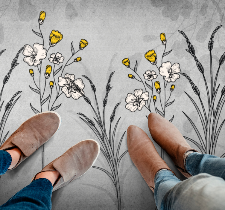 Botanical Illustration Detail floral vinyl rug - TenStickers