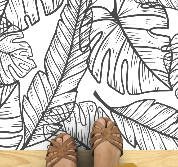 Nature Inspired Leaves entrance hall vinyl rug - TenStickers