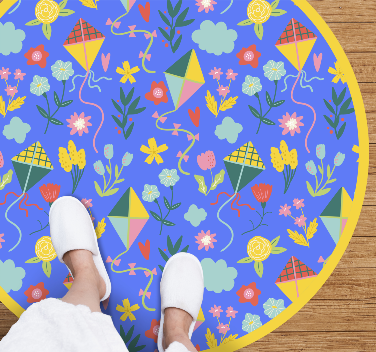 Botanical Kite Motif floral vinyl rug - TenStickers