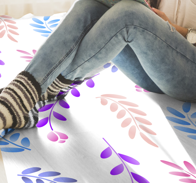 Botanical Leaf Element floral vinyl rug - TenStickers