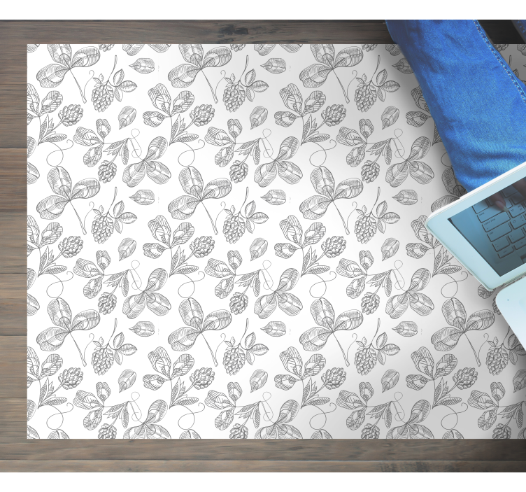 Botanical line art floral vinyl rug - TenStickers