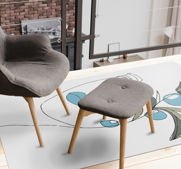 Botanical Line Illustration floral vinyl rug - TenStickers
