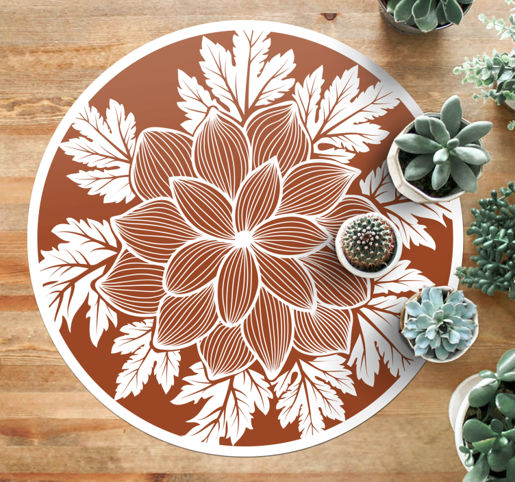 Botanical Motif Centerpiece floral vinyl rug - TenStickers