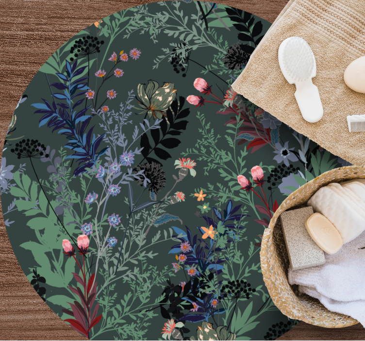 Botanical Motif floral vinyl rug - TenStickers