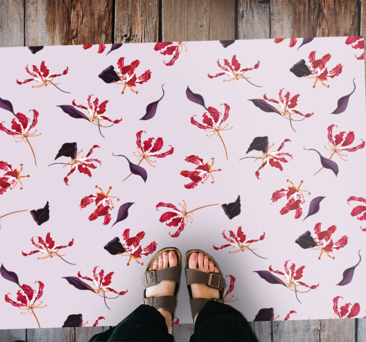 Floral Emblem Sophistication floral vinyl rug - TenStickers