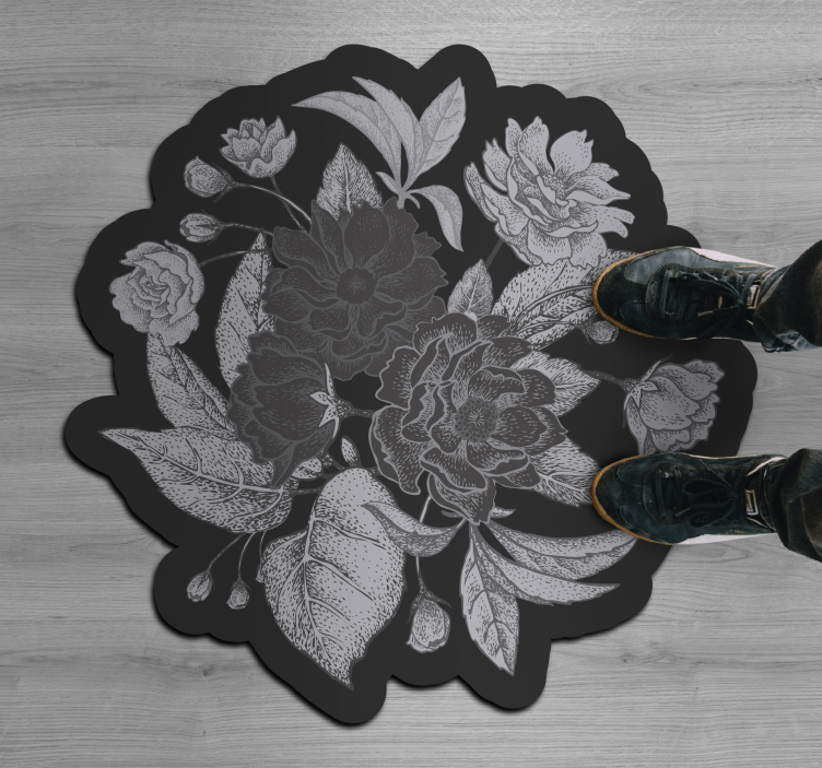 Floral Outline Showcase floral vinyl rug - TenStickers