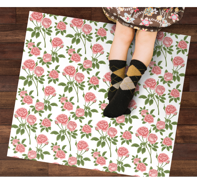 Botanical Rose Pattern floral rug - TenStickers