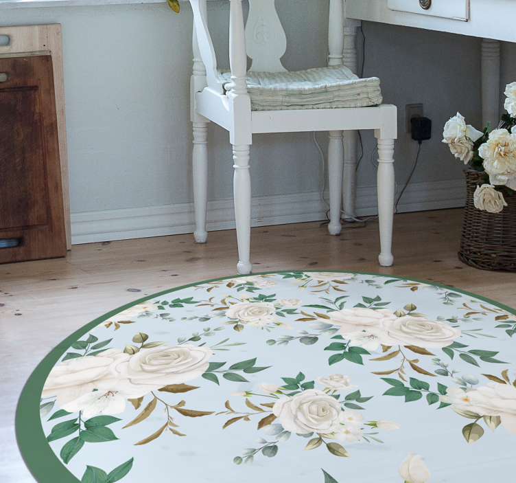 Botanical Round Arrangement floral vinyl rug - TenStickers