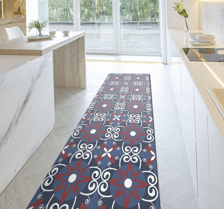 Botanical Spiral Element tile vinyl rug - TenStickers