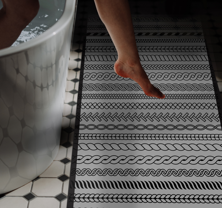Braid geometric minimalistic bathroom vinyl rug - TenStickers