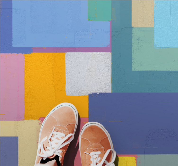 Bright Angular Blocks geometric vinyl rug - TenStickers