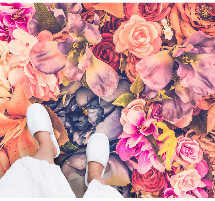 Lively Botanical Component floral vinyl rug - TenStickers