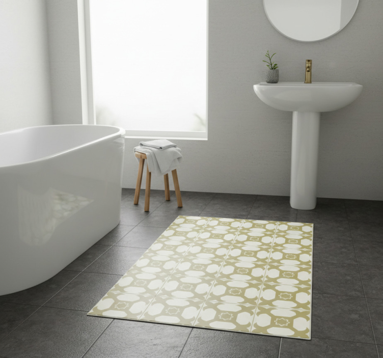 Bright elegant tiles pattern bathroom vinyl rug - TenStickers