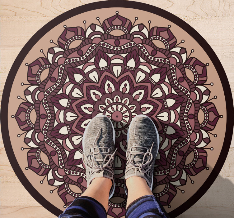 Brown complex motif mandala vinyl rug - TenStickers