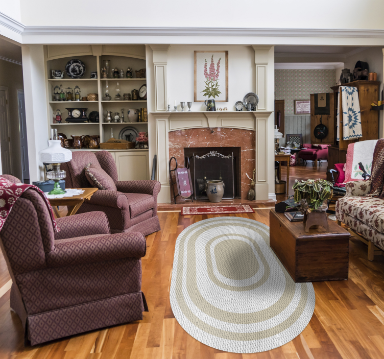 Brown oval vintage vinyl rug - TenStickers