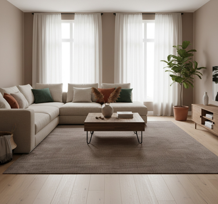 Brown vinyl rug with solid dark woven texture - TenStickers