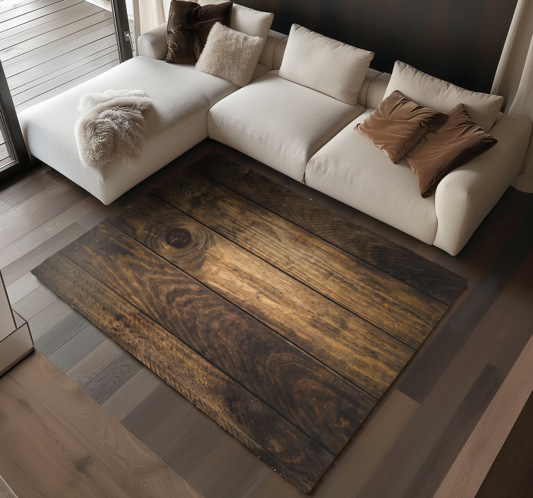 Stunning brown wooden planks wood effect vinyl rug - TenStickers