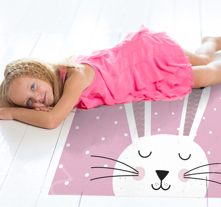 Bunny Polka Dots nursery vinyl rug - TenStickers