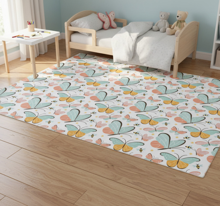 Butterflies and bees animal vinyl rug - TenStickers
