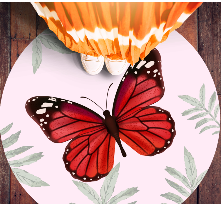 Butterfly Design floral vinyl rug - TenStickers