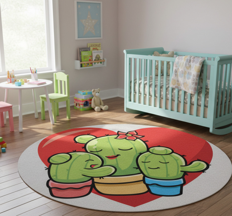 Cactus family love animal vinyl rug - TenStickers