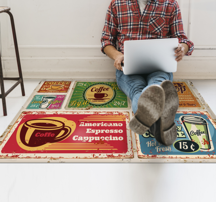 Café Themed Motifs custom rug - TenStickers