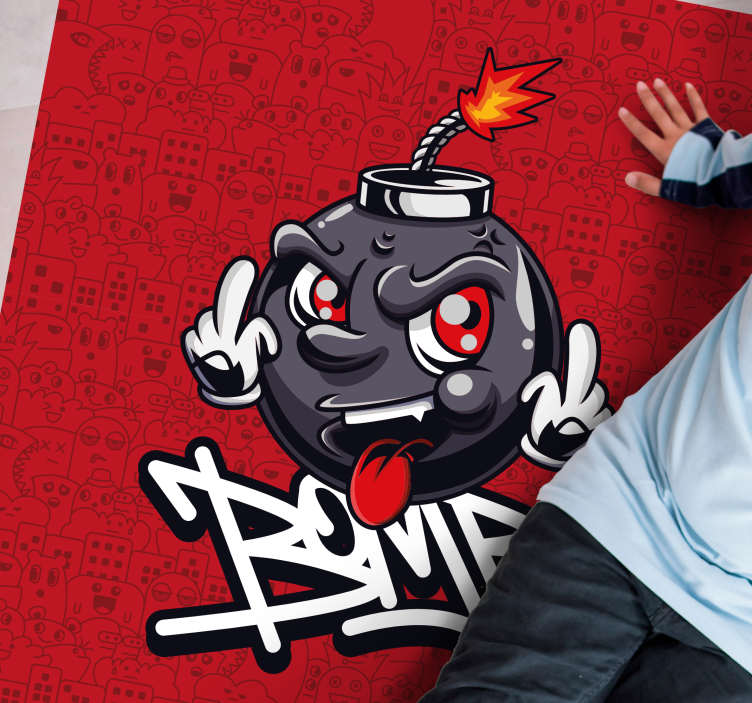 Cartoon Bomb Character teen vinyl rug - TenStickers