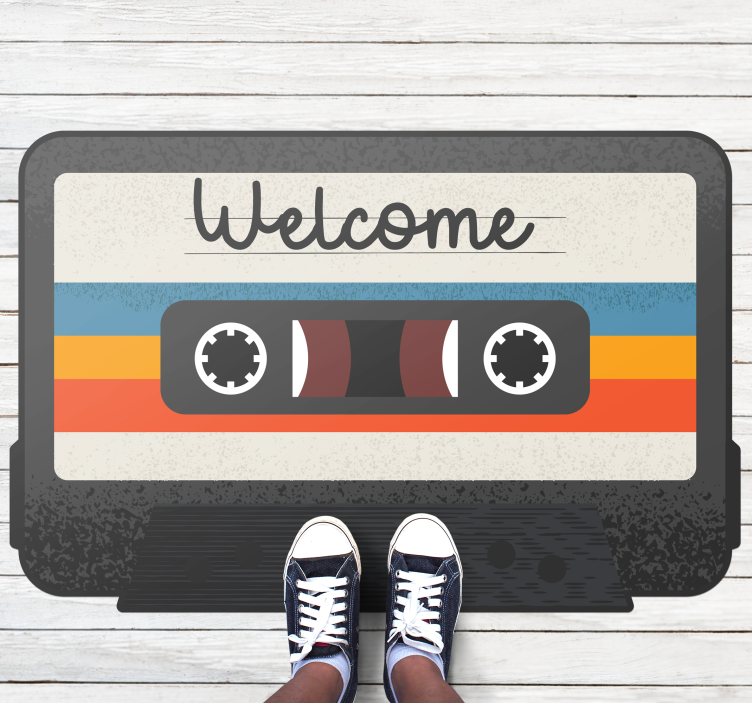 Cassette Welcome Design custom rug - TenStickers