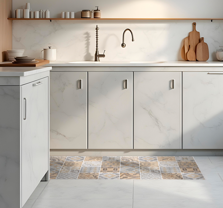 Cement "Arancioni" kitchen vinyl rug - TenStickers