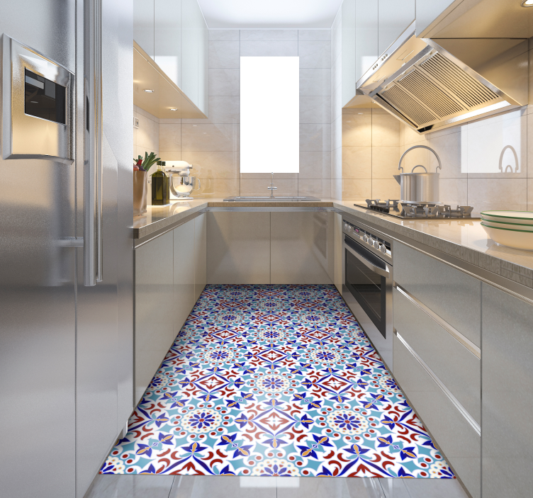 Ceramic Motif tile vinyl rug - TenStickers