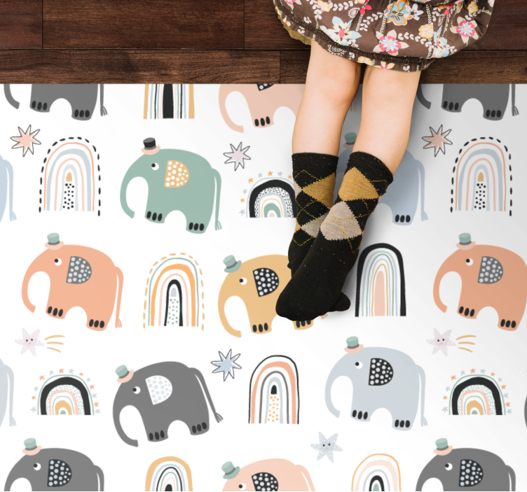 Charming Elephant Parade kids rug - TenStickers