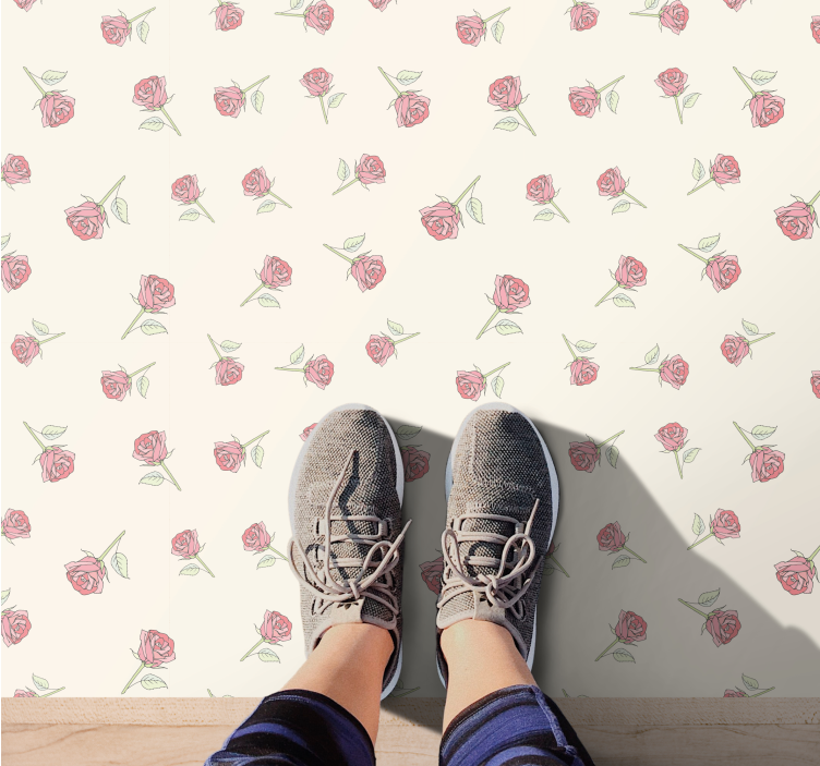 Charming Rose Pattern floral vinyl rug - TenStickers
