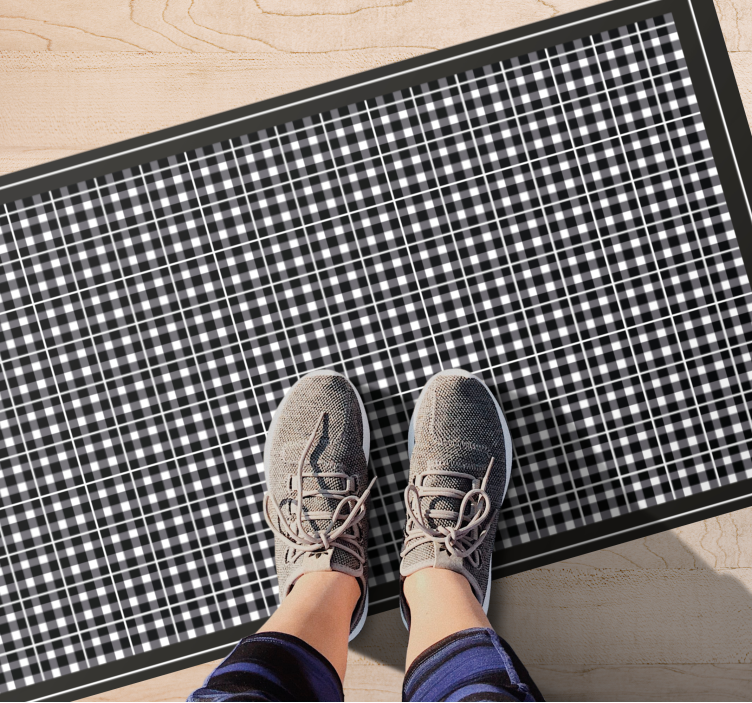 Checked grey pattern bedroom vinyl rug - TenStickers