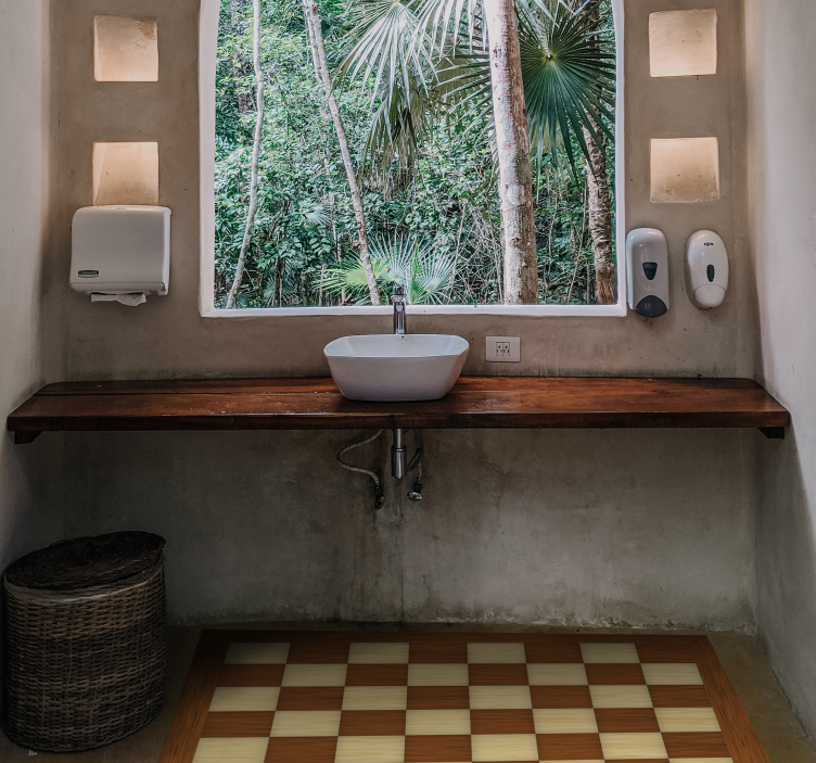 Checkerboard Washroom bathroom vinyl rug - TenStickers