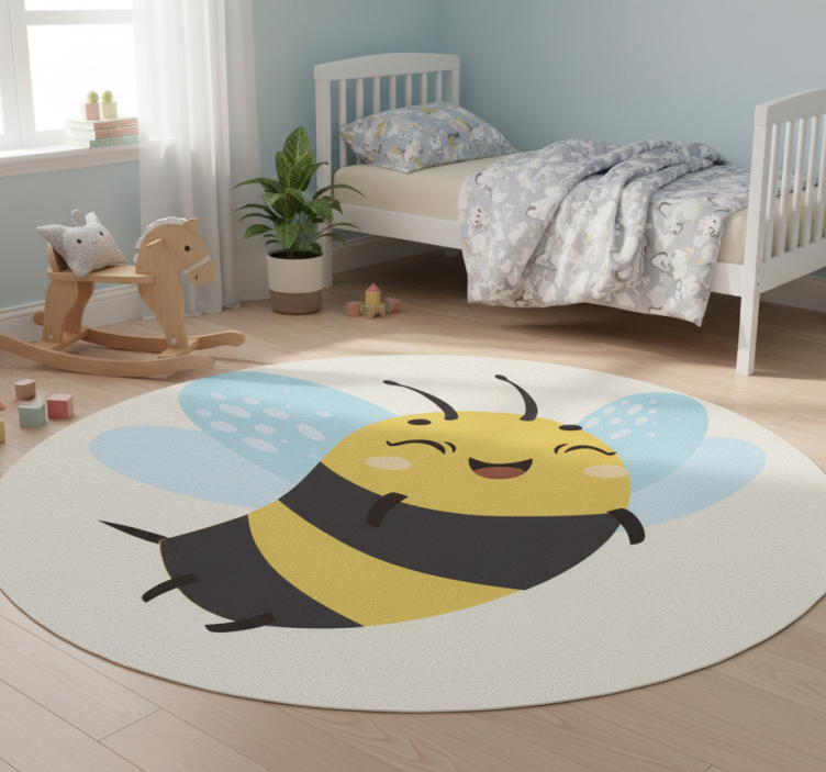 Cheerful flying bee animal vinyl rug - TenStickers