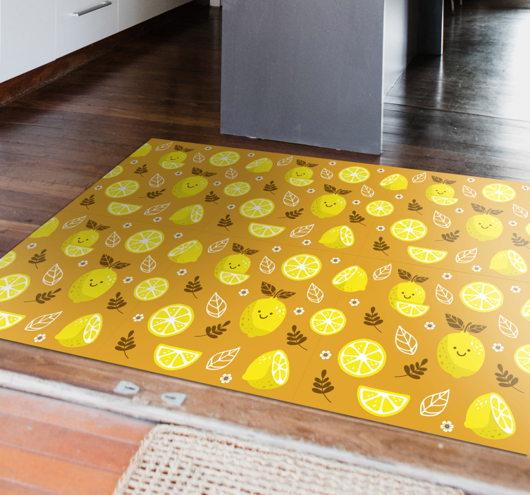 Cheerful Lemon Pattern nature vinyl rug - TenStickers