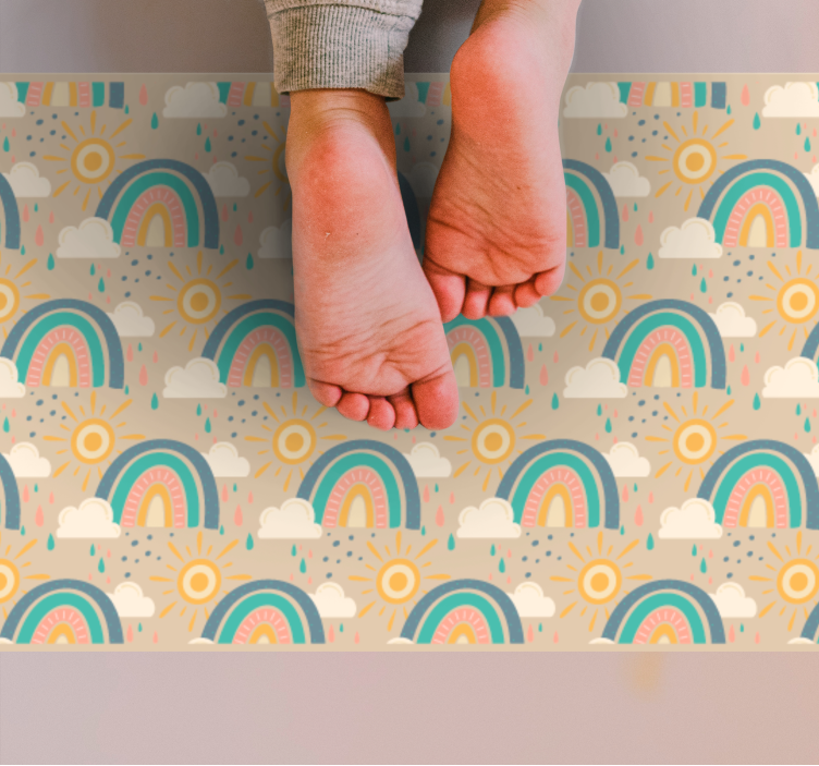 Cheerful rainbow pattern children's vinyl rug - TenStickers