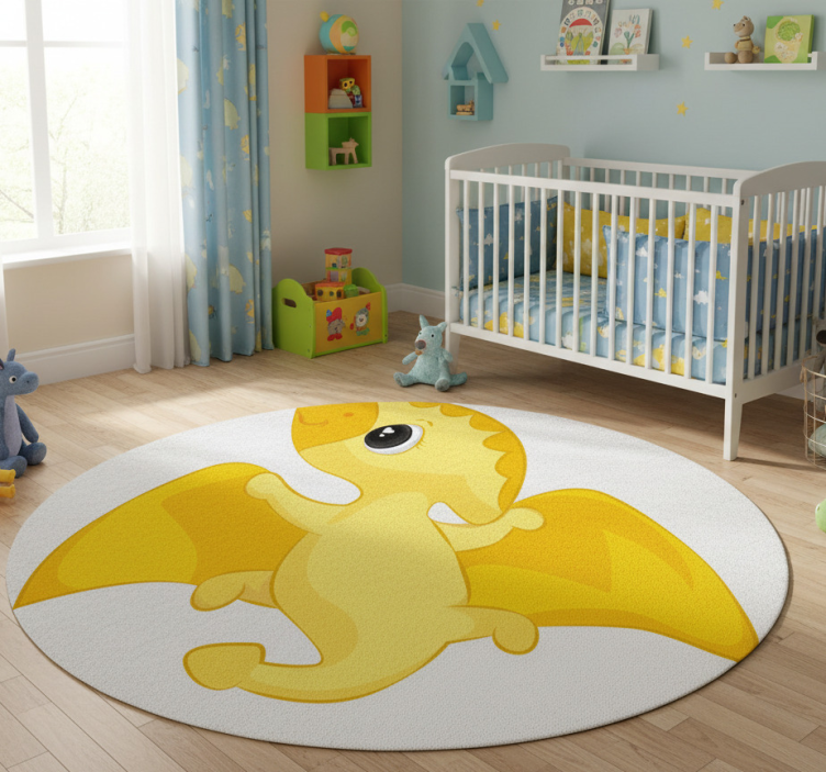 Cheerful yellow dragon animal vinyl rug - TenStickers