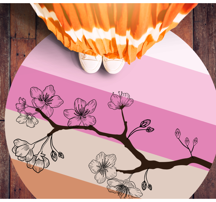 Cherry Blossom Elegance floral vinyl rug - TenStickers