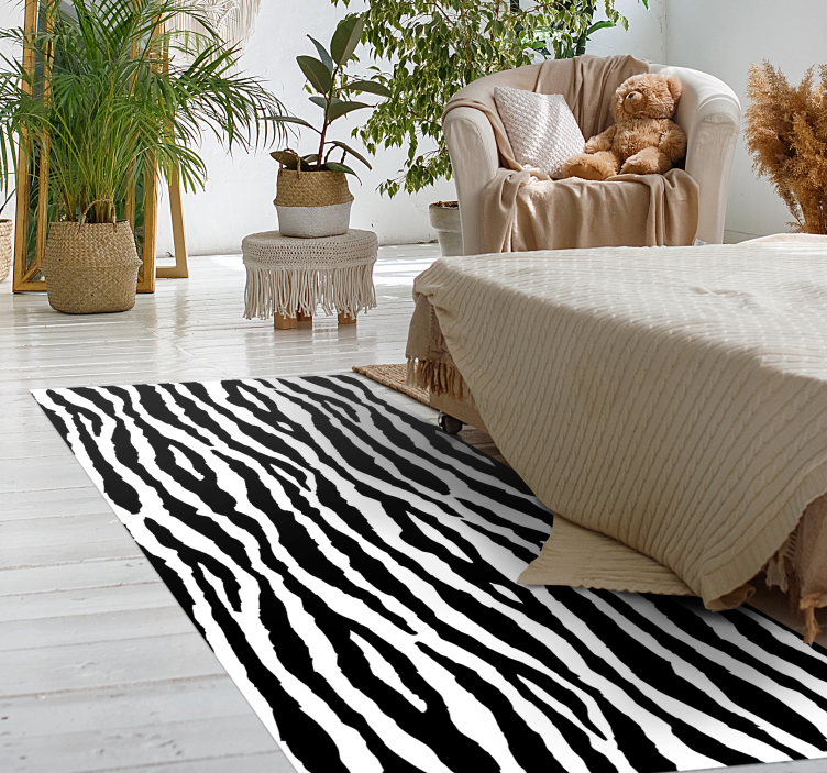 Chic Zebra Stripes animal print vinyl rug - TenStickers