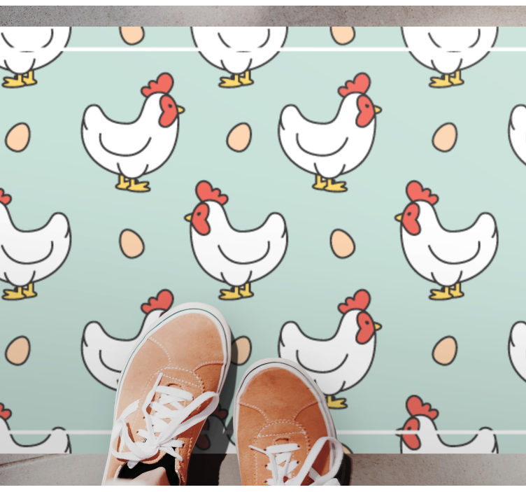 Chickens and Ova kitchen vinyl rug - TenStickers
