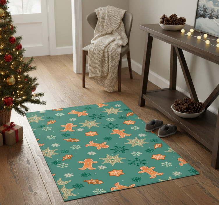 Christmas vinyl rug christmas gingerbread design - TenStickers