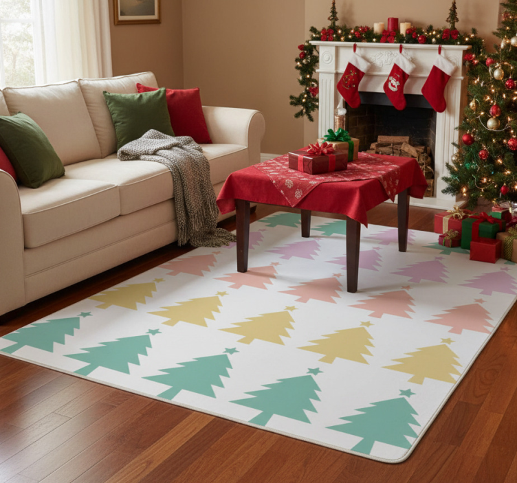Christmas vinyl rug christmas tree print - TenStickers
