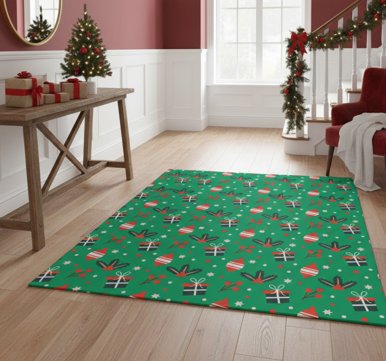 Christmas vinyl rug christmast candy design green - TenStickers