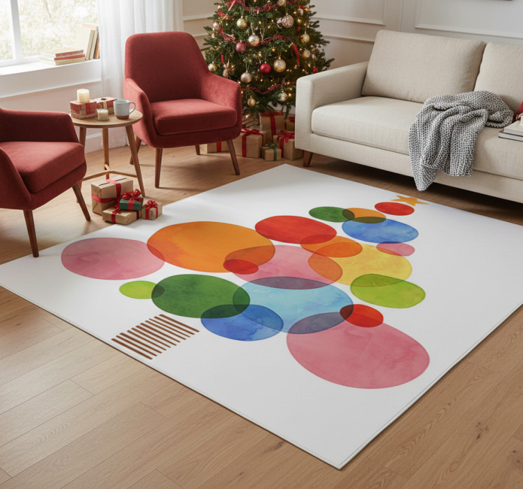 Christmas vinyl rug in colorful watercolor design - TenStickers